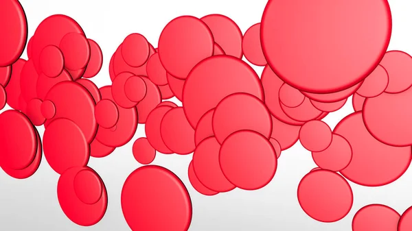 Rote Kreise Auf Weißem Hintergrund Dreidimensionale Darstellung Darstellung — Stockfoto