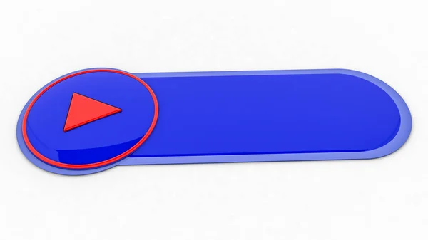 Beyaz Zemin Üzerine Mavi Parlak Düğme Boyutlu Çizim Render — Stok fotoğraf