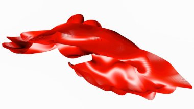 liflerinden beyaz zemin üzerine kırmızı soyut figür. 3D render