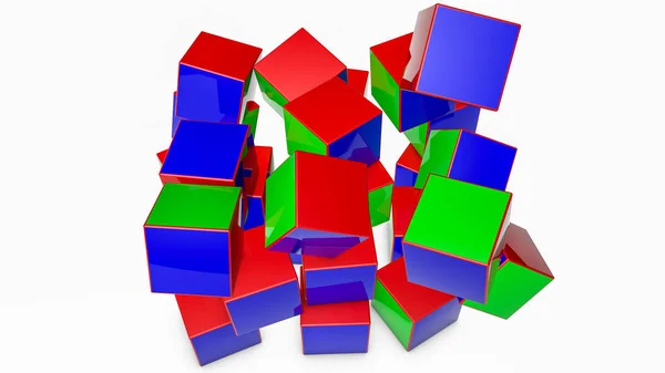 Cubos Multicolores Sobre Fondo Claro Renderizado — Foto de Stock