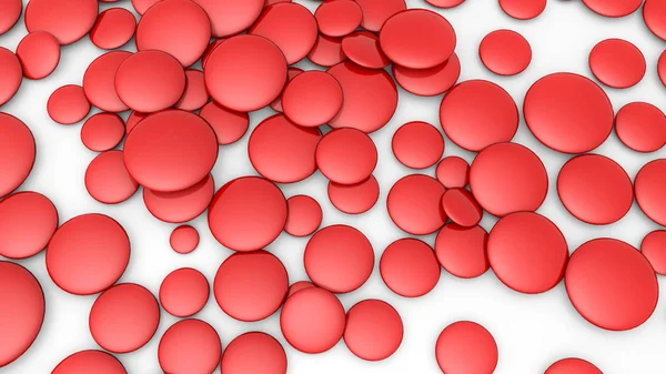 Muchos Óvalos Tridimensionales Rojos Sobre Fondo Gris Renderizado — Foto de Stock