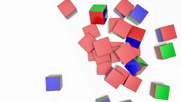 Cubos Multicoloridos Fundo Claro Renderização — Fotografia de Stock