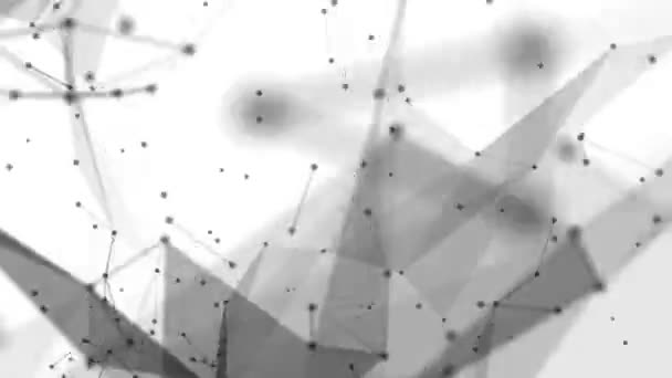 黑色粒子在白色背景上飞行 抽象的背景 — 图库视频影像