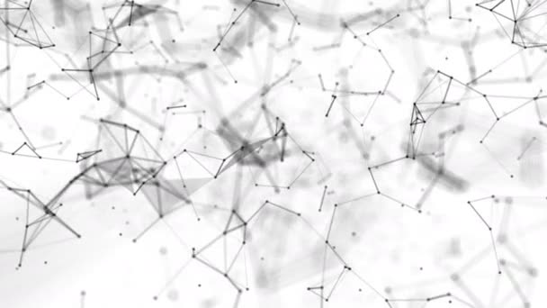 黑色粒子在白色背景上飞行 抽象的背景 — 图库视频影像