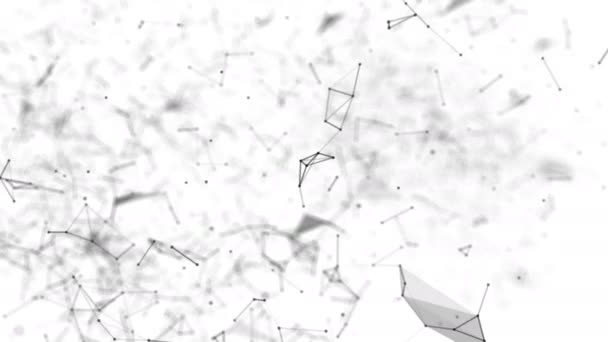白い背景に黒い粒子が飛ぶ 抽象的な背景 レンダリング — ストック動画