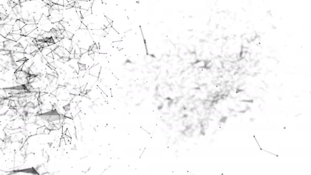 Black Particles Fly White Background Abstract Background Rendering — Stock Video