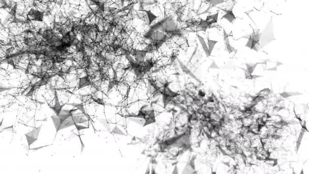 Μαύρο Σωματίδια Πετούν Λευκό Φόντο Αφηρημένα Φόντο Rendering — Αρχείο Βίντεο