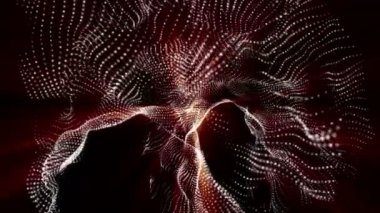 kırmızı turuncu parçacıklar yavaş siyah bir arka plan karşı hareket edin. 3D render