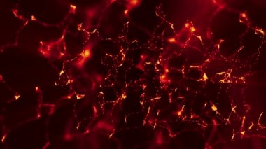 kırmızı turuncu parçacıklar yavaş siyah bir arka plan karşı hareket edin. 3D render