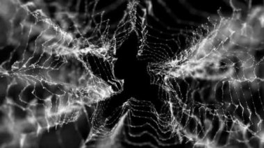 Beyaz parçacıklar yavaş siyah bir arka plan karşı hareket edin. 3D render