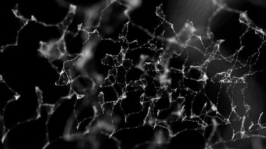 Beyaz parçacıklar yavaş siyah bir arka plan karşı hareket edin. 3D render