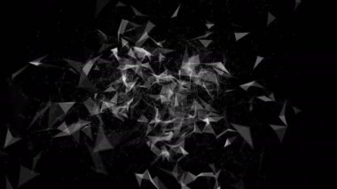 Beyaz parçacıklar yavaş siyah bir arka plan karşı hareket edin. 3D render