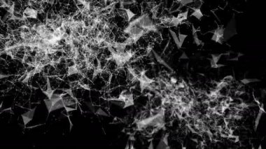 Beyaz parçacıklar yavaş siyah bir arka plan karşı hareket edin. 3D render