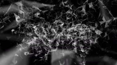 Beyaz parçacıklar yavaş siyah bir arka plan karşı hareket edin. 3D render