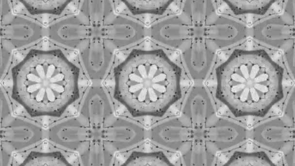 黑色背景上白色粒子的抽象背景 万花筒背景 — 图库视频影像