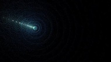 Soyut Mavi parçacıklar yavaşça. 3D render