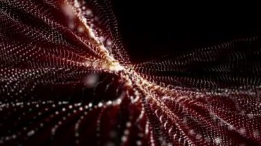 siyah bir arka plan üzerinde turuncu ışınları ile yavaş yavaş beyaz parçacıklar hareket ettirir. soyut arka plan. 3d render