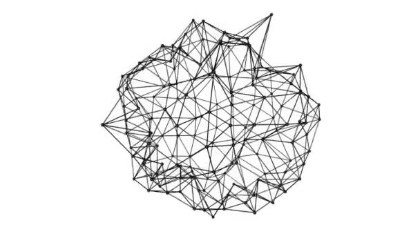 Figure Sphérique Polygonale Abstraite Déplaçant Lentement Sur Fond Blanc Rendu — Video