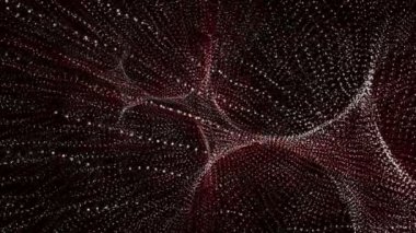 siyah bir arka plan üzerinde turuncu ışınları ile yavaş yavaş beyaz parçacıklar hareket ettirir. soyut arka plan. 3d render