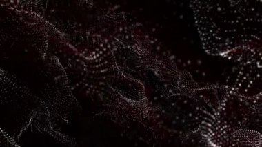 siyah bir arka plan üzerinde turuncu ışınları ile yavaş yavaş beyaz parçacıklar hareket ettirir. soyut arka plan. 3d render