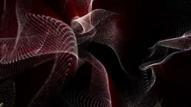 siyah bir arka plan üzerinde turuncu ışınları ile yavaş yavaş beyaz parçacıklar hareket ettirir. soyut arka plan. 3d render