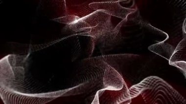 siyah bir arka plan üzerinde turuncu ışınları ile yavaş yavaş beyaz parçacıklar hareket ettirir. soyut arka plan. 3d render