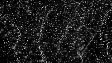 yavaş yavaş siyah bir arka plan üzerinde beyaz parçacıklar hareket ettirin. soyut arka plan. 3d render