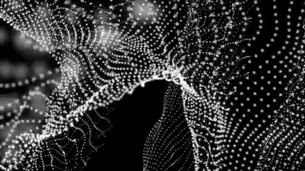 Повільно Рухаються Білі Частинки Чорному Тлі Абстрактний Фон Візуалізація — стокове відео