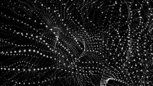 Медленно Движущиеся Белые Частицы Черном Фоне Абстрактный Фон Рендеринг — стоковое видео