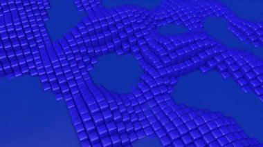 düzlük mavi küp rakamlar dalgalı distorsiyonları hızlı bir şekilde deforme eder. arka plan. 3D render