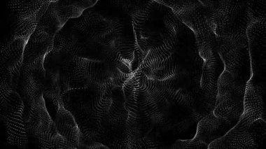 fütüristik formları beyaz parçacıklar yavaş siyah bir arka plan karşı hareket edin. arka plan. 3D render