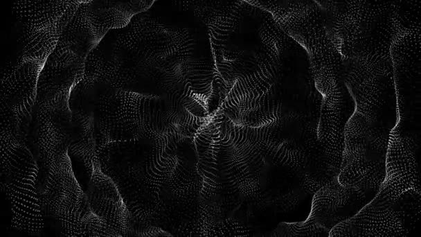 White Particles Futuristic Forms Slowly Move Black Background Abstract Background — Stock Video