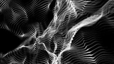 fütüristik formları beyaz parçacıklar yavaş siyah bir arka plan karşı hareket edin. arka plan. 3D render