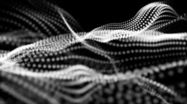 fütüristik formları beyaz parçacıklar yavaş siyah bir arka plan karşı hareket edin. arka plan. 3D render