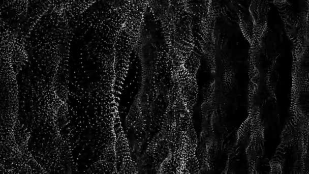 White Particles Futuristic Forms Slowly Move Black Background Abstract Background — Stock Video