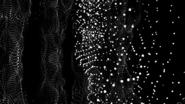 White Particles Futuristic Forms Slowly Move Black Background Abstract Background — Stock Video