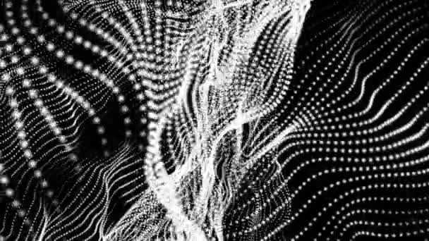 Білі Частинки Футуристичних Формах Повільно Рухаються Чорному Тлі Абстрактний Фон — стокове відео