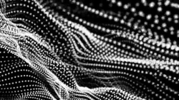 Білі Частинки Футуристичних Формах Повільно Рухаються Чорному Тлі Абстрактний Фон — стокове відео