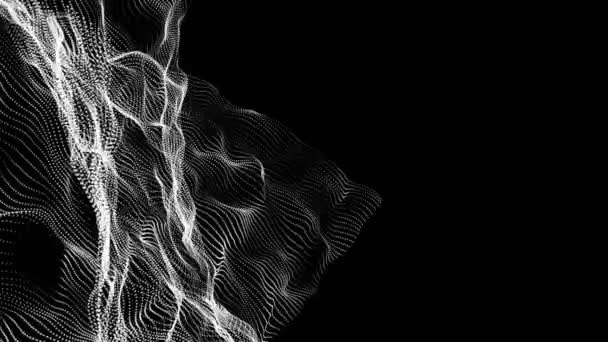 White Particles Futuristic Forms Slowly Move Black Background Abstract Background — Stock Video