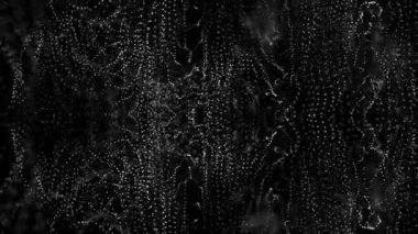 Beyaz parçacıklar bir siyah arka plan üzerine yavaşça. arka plan. 3D render