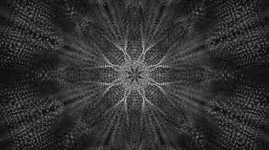 Beyaz parçacıklar hareket geometrik desenler. arka plan. 3D render