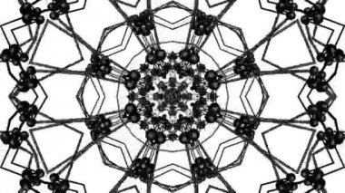 siyah bir atomik kafes geometrik desenlerini. Soyut kaleydoskop arka plan. 3D render