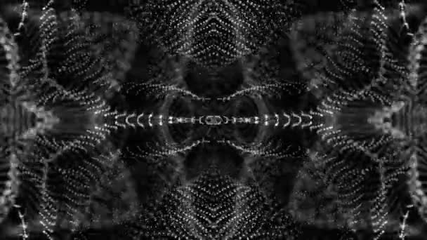 Геометричні Візерунки Рухомих Білих Частинок Абстрактний Фон Візуалізація — стокове відео