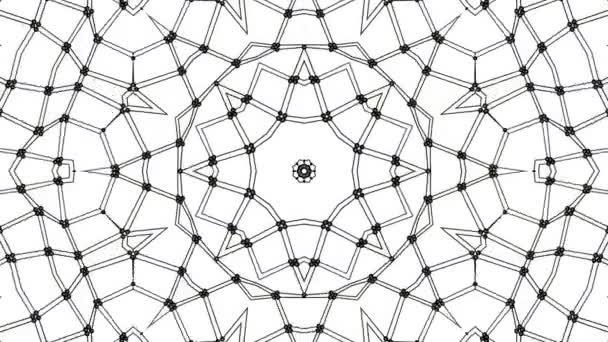 来自黑色原子晶格的几何图案 抽象万花筒背景 — 图库视频影像