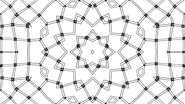 Geometrické Vzory Černé Atomové Mřížky Abstraktní Pozadí Kaleidoskop Vykreslování — Stock video