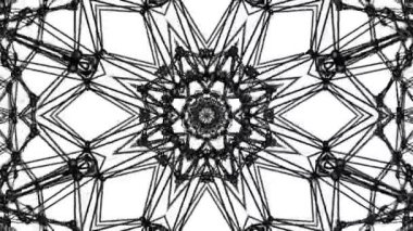 siyah bir atomik kafes geometrik desenlerini. Soyut kaleydoskop arka plan. 3D render