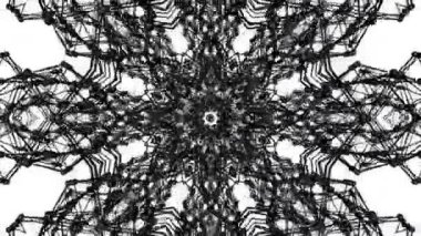 siyah bir atomik kafes geometrik desenlerini. Soyut kaleydoskop arka plan. 3D render