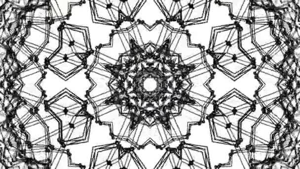 Geometric Patterns Black Atomic Lattice Abstract Kaleidoscope Background Rendering — Stock Video