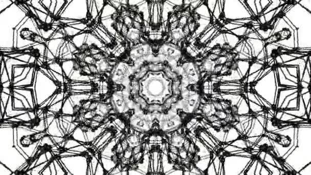 Motifs Géométriques Réseau Atomique Noir Fond Kaléidoscope Abstrait Rendu — Video