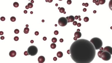 üç boyutlu koyu kırmızı Küre rasgele beyaz bir arka plan üzerinde hareket ettirin. 3D render